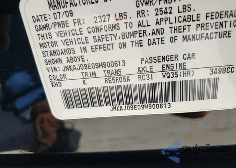 2009 Infiniti Ex35 from USA, damaged, VIN JNKAJ09E09M900613